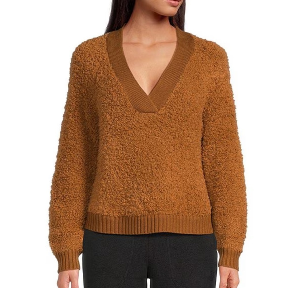 UGG Dreeann Plush Fleece Wool V Neck Sweater NEW